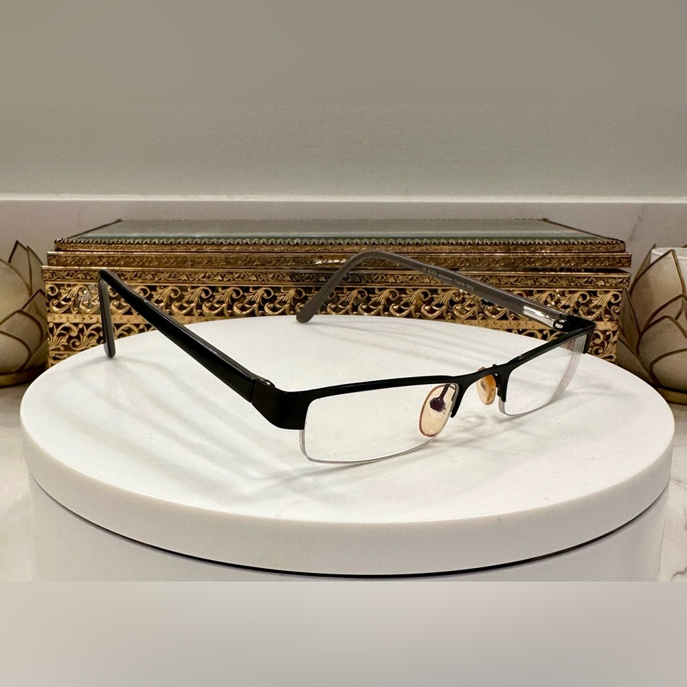Kika - Italy - Ultra-Slim/Narrow Rectangular Rx Eyeglass Frames Black/Gray - EUC
